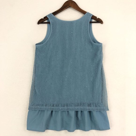 Simply Noelle NWT Women's Size Small/Medium Blue Mesh Overlay Layered Tunic Top - Picture 10 of 10
